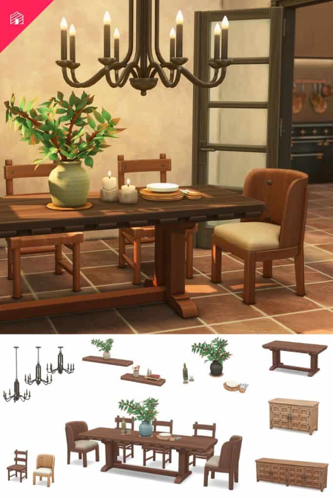 a Spanish Revival-inspired dining room set